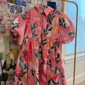 Garrie B Pink and Green Collared Dress